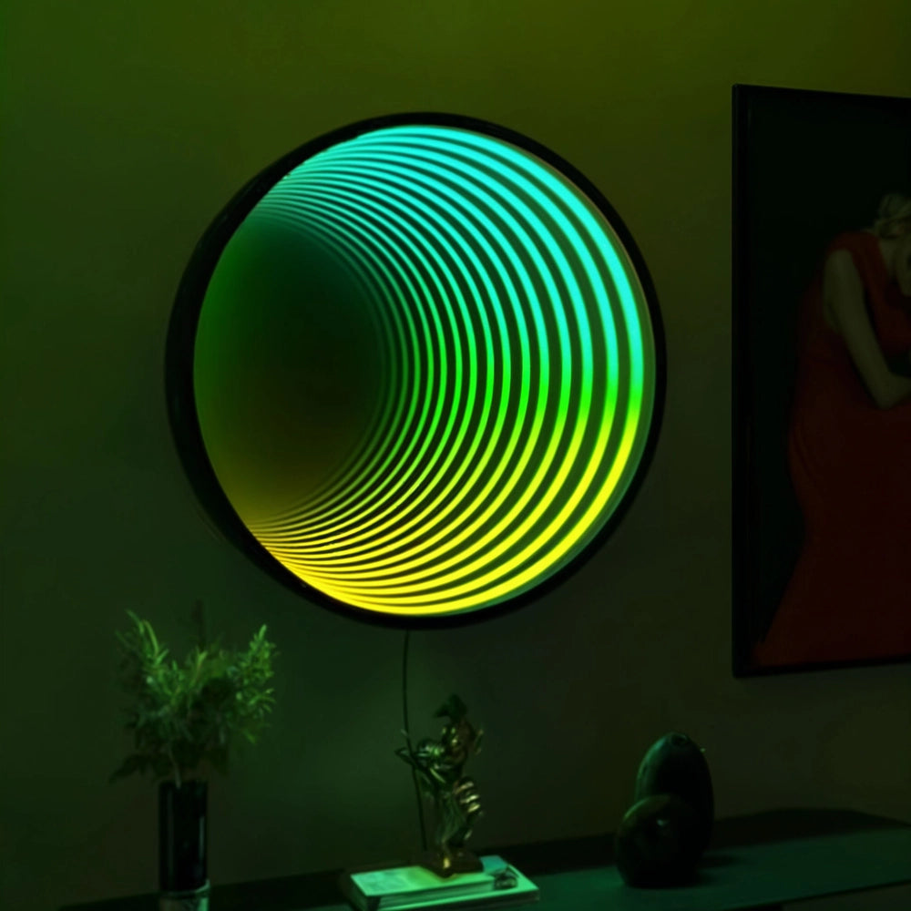 Round Infinity Mirror _ Circular LED Wall Mirror _ Interior Moderna
