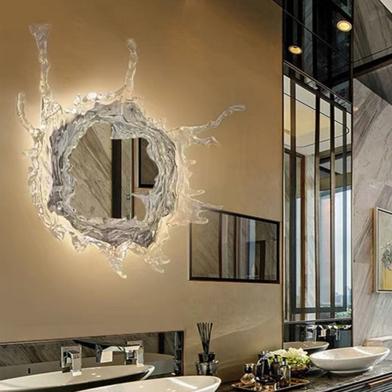 Art Splash Water Wave Resin Backlit Mirror Wall Lamp