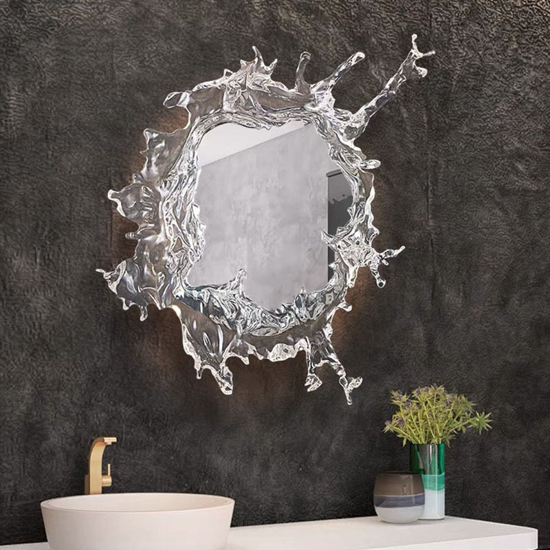 Art Splash Water Wave Resin Backlit Mirror Wall Lamp