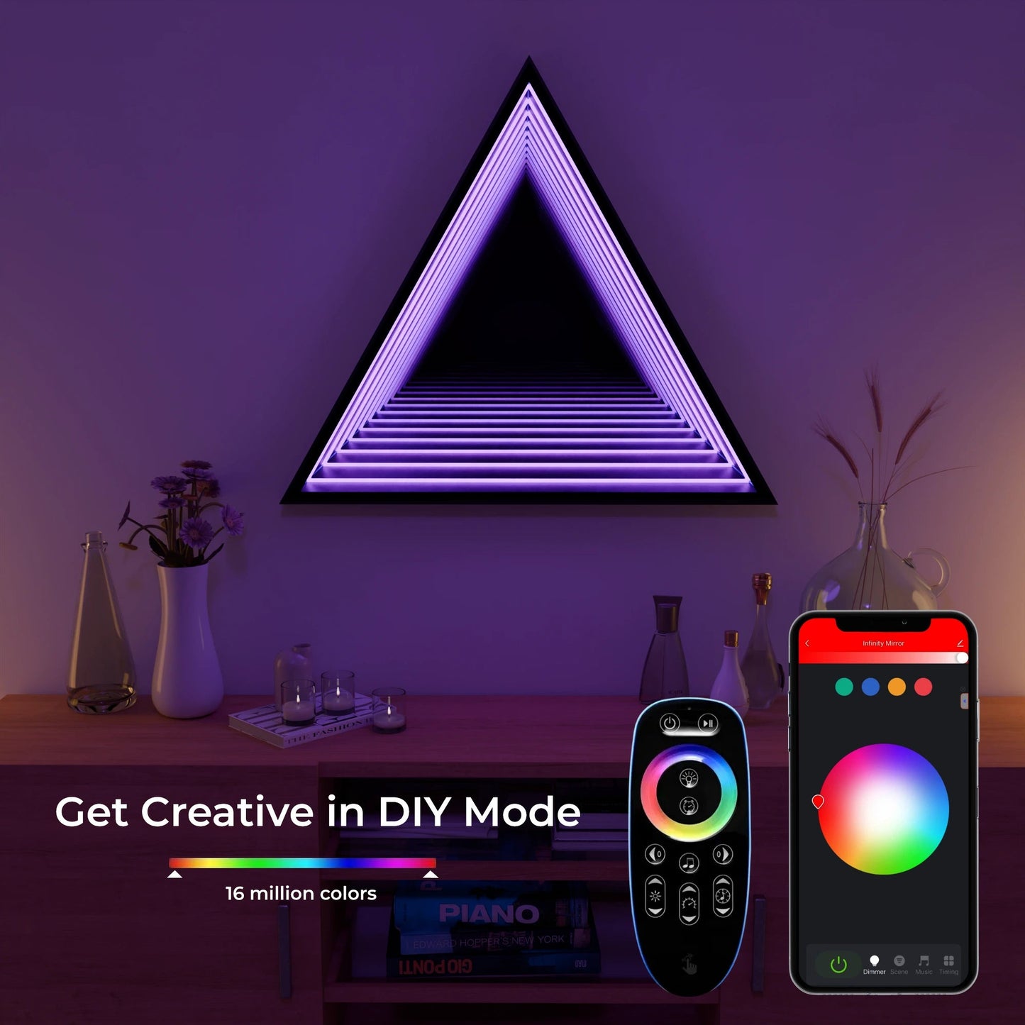 Triangle LED Infinity Mirror _ RGB Wall Light