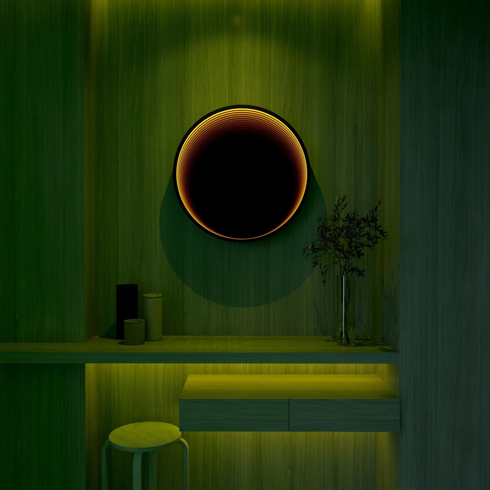 Round Infinity Mirror _ Circular LED Wall Mirror _ Interior Moderna