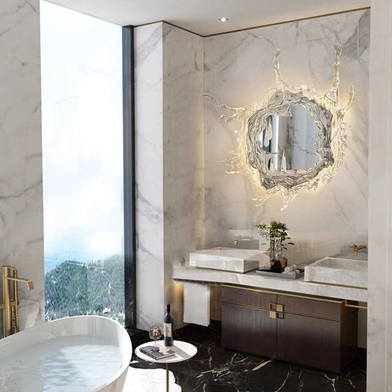 Art Splash Water Wave Resin Backlit Mirror Wall Lamp
