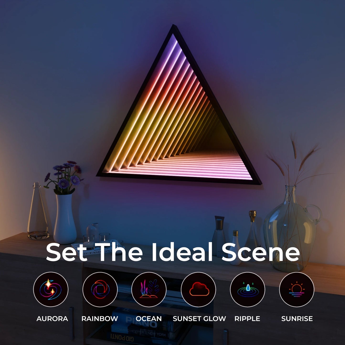 Triangle LED Infinity Mirror _ RGB Wall Light