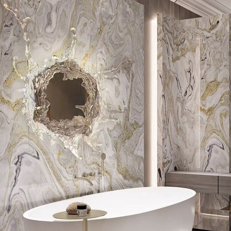 Art Splash Water Wave Resin Backlit Mirror Wall Lamp