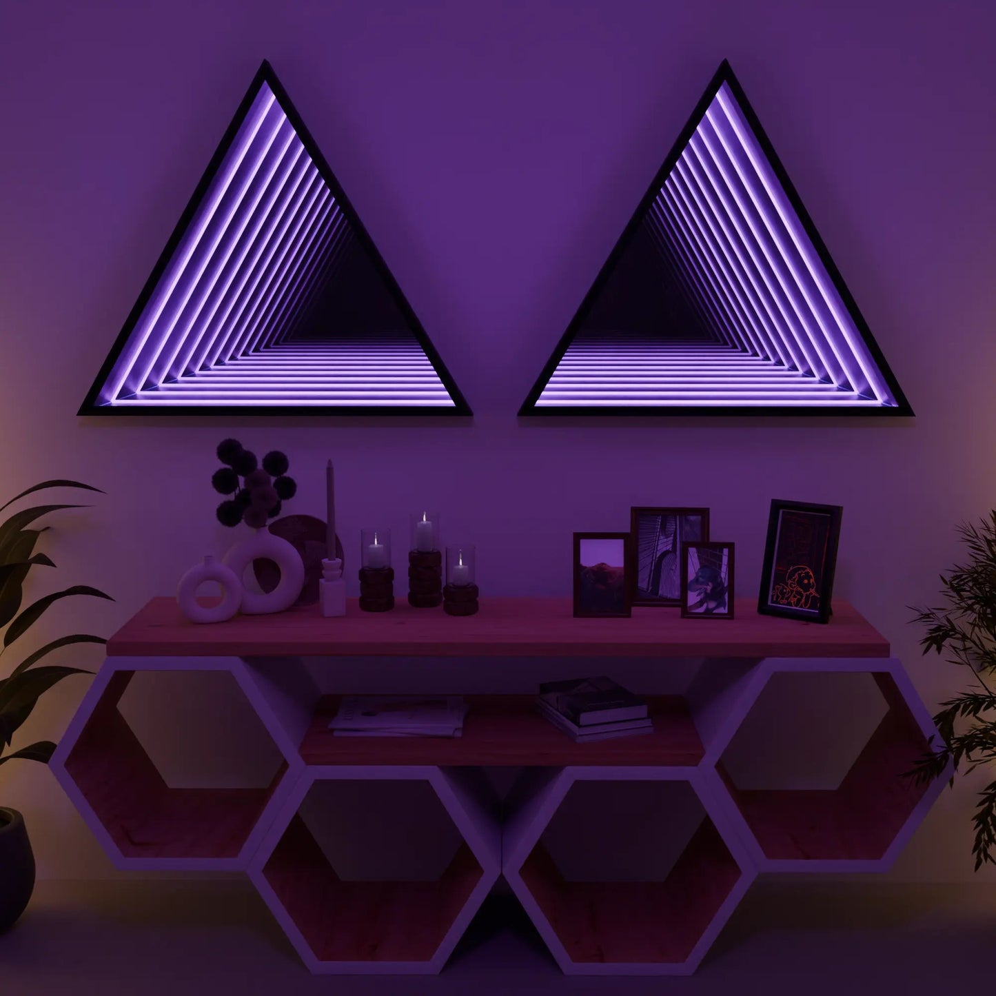 Triangle LED Infinity Mirror _ RGB Wall Light