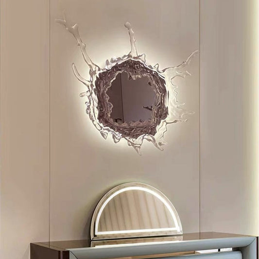 Art Splash Water Wave Resin Backlit Mirror Wall Lamp