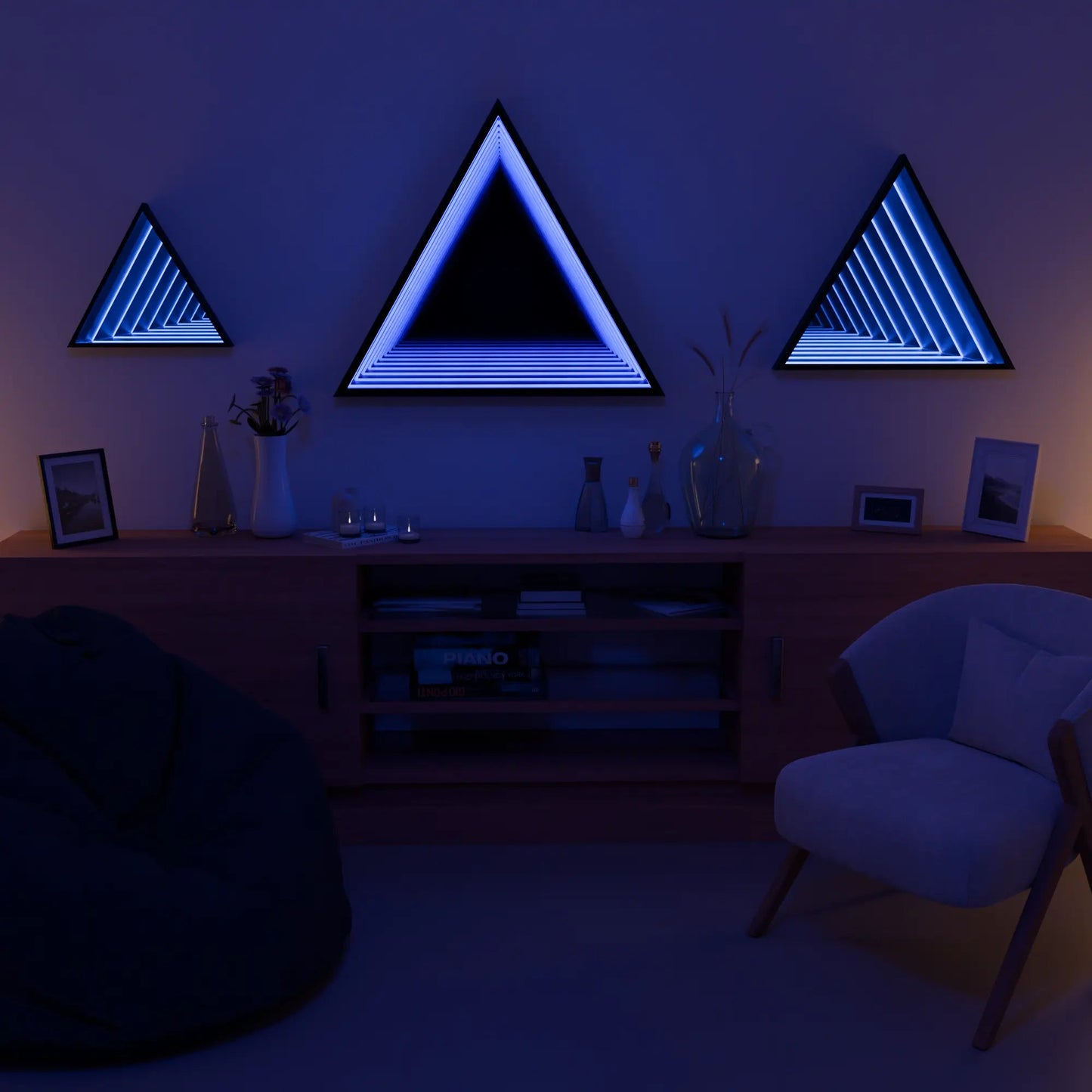 Triangle LED Infinity Mirror _ RGB Wall Light