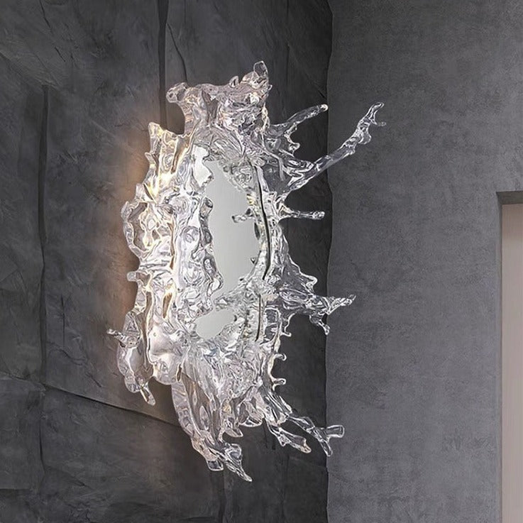 Art Splash Water Wave Resin Backlit Mirror Wall Lamp