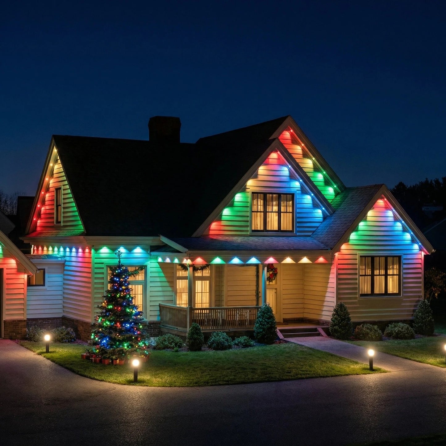 App Controlled Color Changing Roof LED Strip Lights IP58 Waterproof Weatherproof Outdoor Holiday Lighting for House Gutter & Eaves