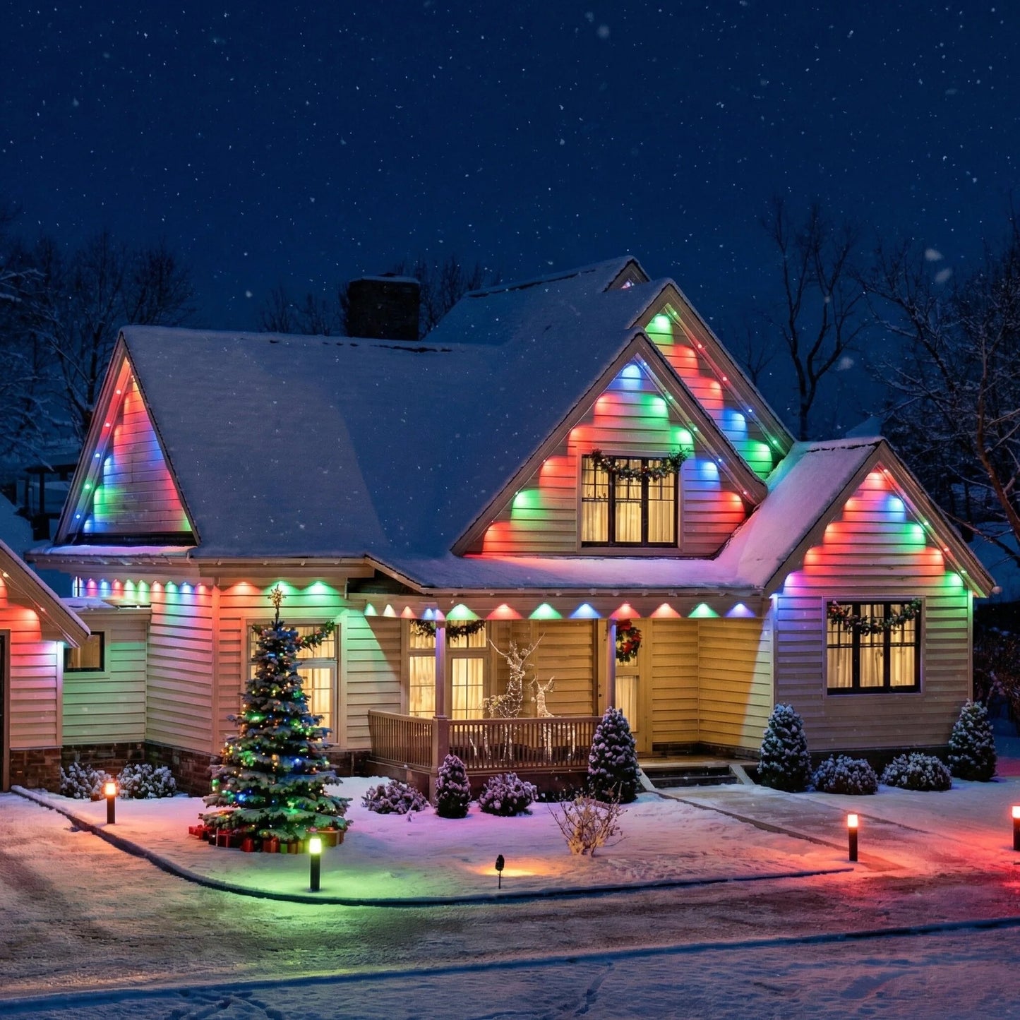 App Controlled Color Changing Roof LED Strip Lights IP58 Waterproof Weatherproof Outdoor Holiday Lighting for House Gutter & Eaves